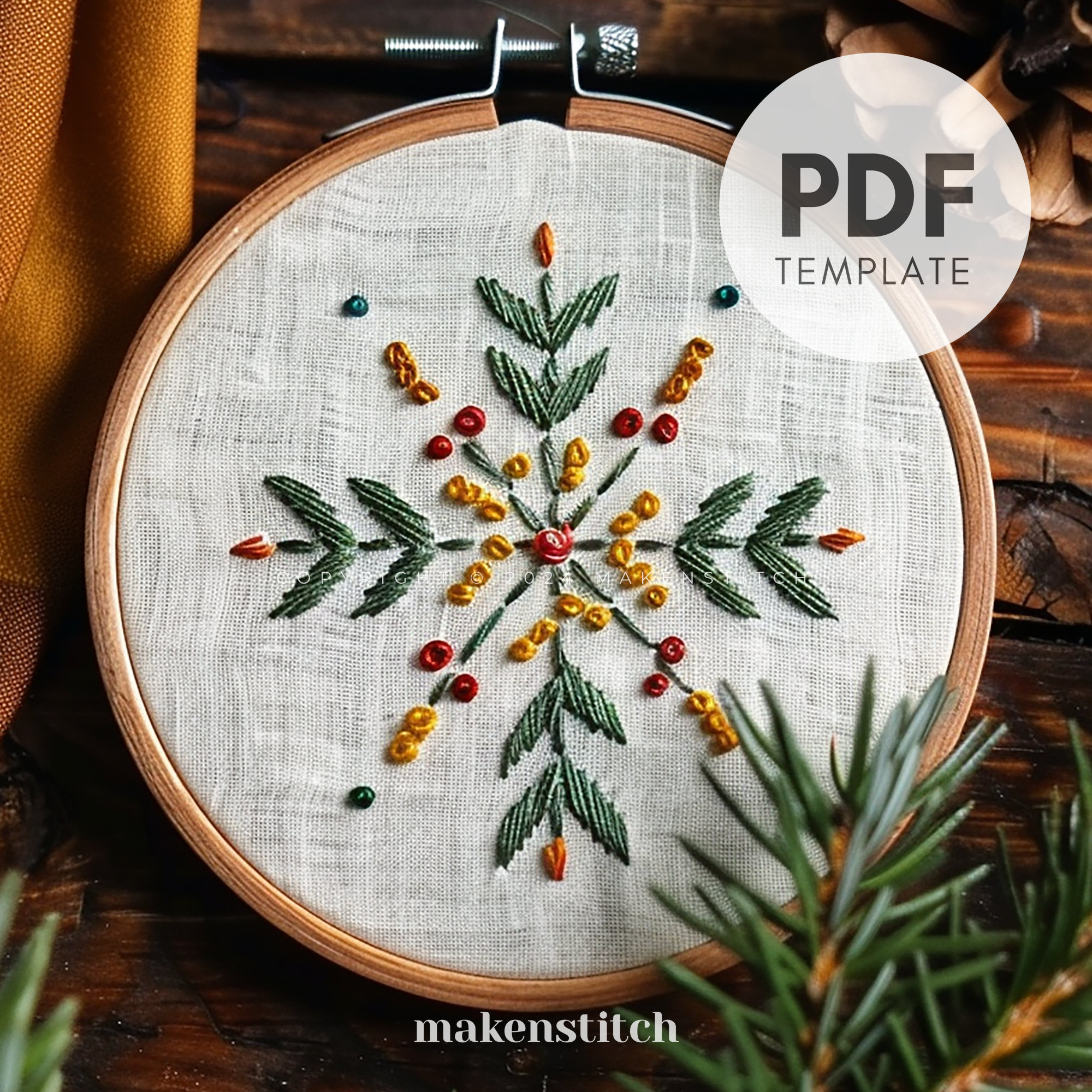 Snowflake Hand Embroidery Pattern: Christmas Design (PDF) - Etsy