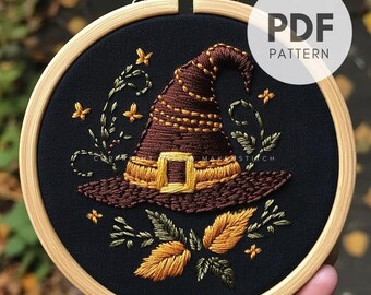 【未仕立て】九寸名古屋帯　刺繍アップリケ　魔女の帽子　コウモリと月　ハロウィン il_340x270.6274112080_6mf2.jpg