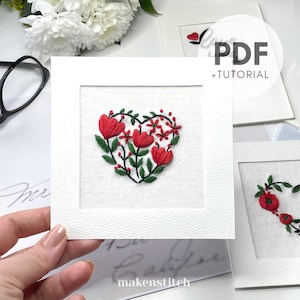 Valentinstag Handstickmuster, Herz Handstickerei Muster Bundle, Muttertag Handstickerei, Kartenherstellung