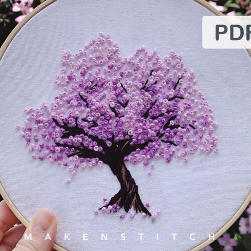 Cherry Blossom Embroidery Pattern PDF Tree Embroidery Pattern Etsy