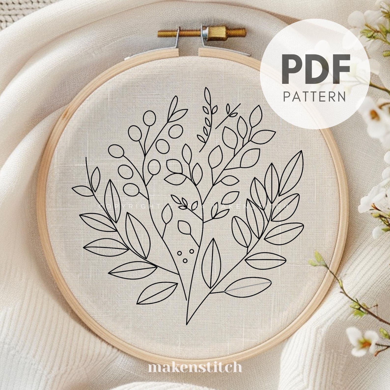 Fall Foliage Hand Embroidery Pattern: Autumn Leaves Design (PDF Pattern ...