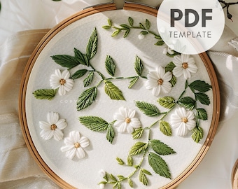 Spring Flowers Hand Embroidery Pattern: Floral Design (PDF Pattern)