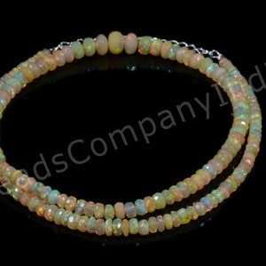 Opal Fire Beads 16 Inches Ethiopian Opal Rondelle Necklace Natural Ethiopian Opal Faceted Rondelle Beads BCI#1873 69 Cts 4-7.5 MM