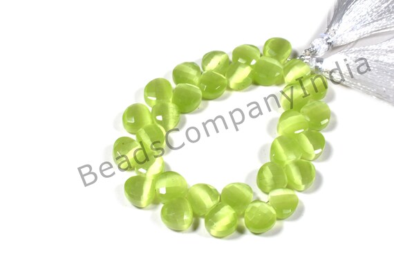 Grey Cat Eye Hydro Quartz Heart Shape Strand 148 Cts BCI#123 10x10 MM Size Grey Cat Eye Hydro Quartz Smooth Heart Shape Beads