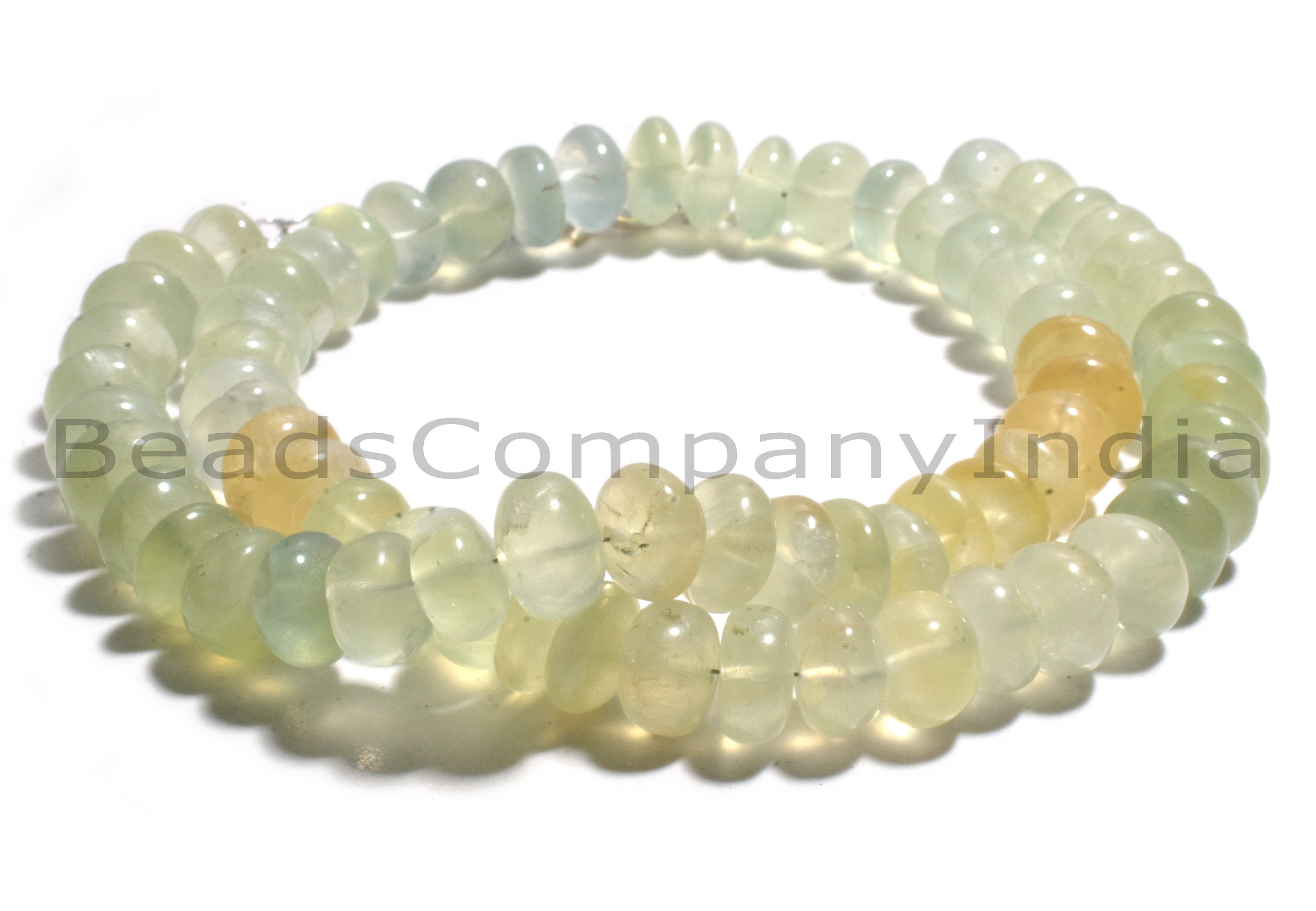 9.5-10 MM Superb Item At Low Price 359 Cts 16 Inches Strand Quality Prehnite Necklace Natural Prehnite Smooth Rondelle Beads