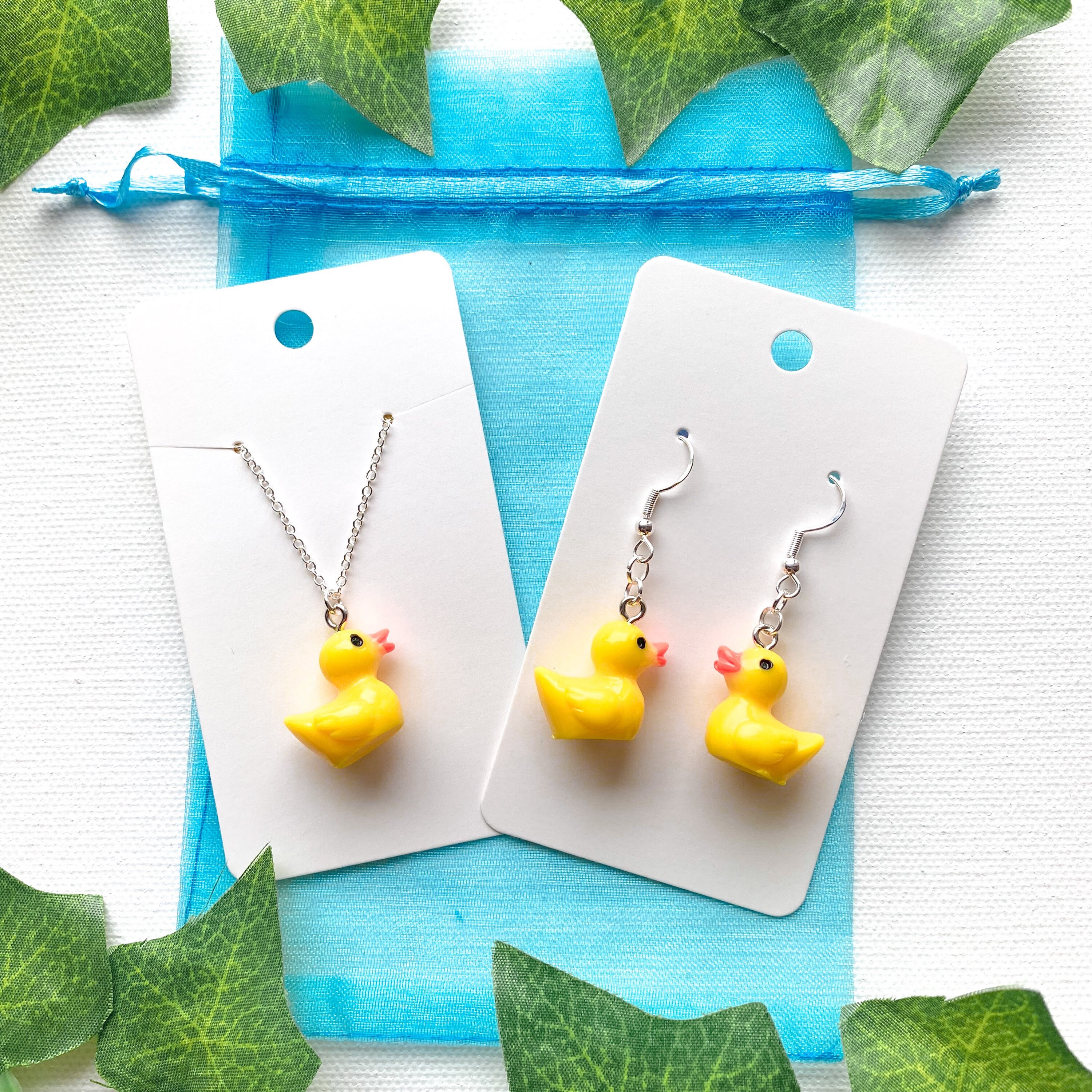 The Cutest Rubber Duck Earrings and Necklace Jewelry Set Etsy