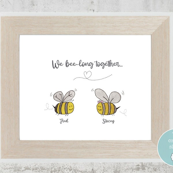 Personalised Bee Print | For someone special | For a special couple