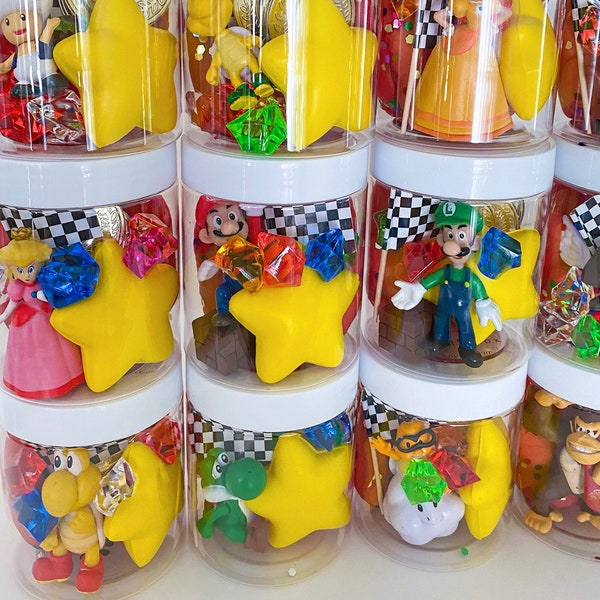 Mario Party Favors, Mario Play Dough Jars, Kids Party Favor, Sensory Kits, Birthday party,treat bags,goodie bags