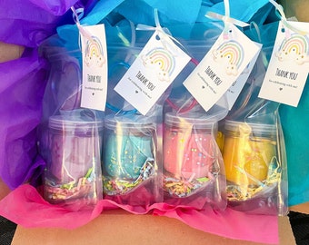 KIES JE THEMA Speeldeeg-feestbedankjes - Gepersonaliseerde bedankjes voor kinderverjaardag - Voorgevulde bedankzakjes en zintuiglijke speelsets