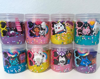 POPPENHUIS FEESTJE Playdough Jars - Kitty Verjaardagsfeestje Gunsten - Verjaardagscadeau meisje en gepersonaliseerde sensory Play Dough Kit