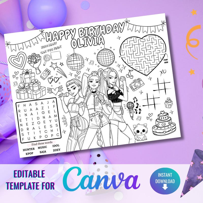 Huntrix Coloring Pages - Etsy