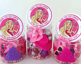 Pink Doll Play-deegkit, roze feestartikelen, verjaardagscadeau voor kinderen, Princess Play-deegkit, prinsessenfeestgunsten, deegpotten, meisjesfeest