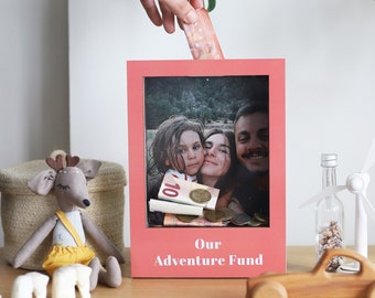 Personalized Travel Fund, Adventure Fund Shadow Box, Custom Adventure Savings Fund, Personalized Gift for Travelers, Travel Fund Piggy Bank