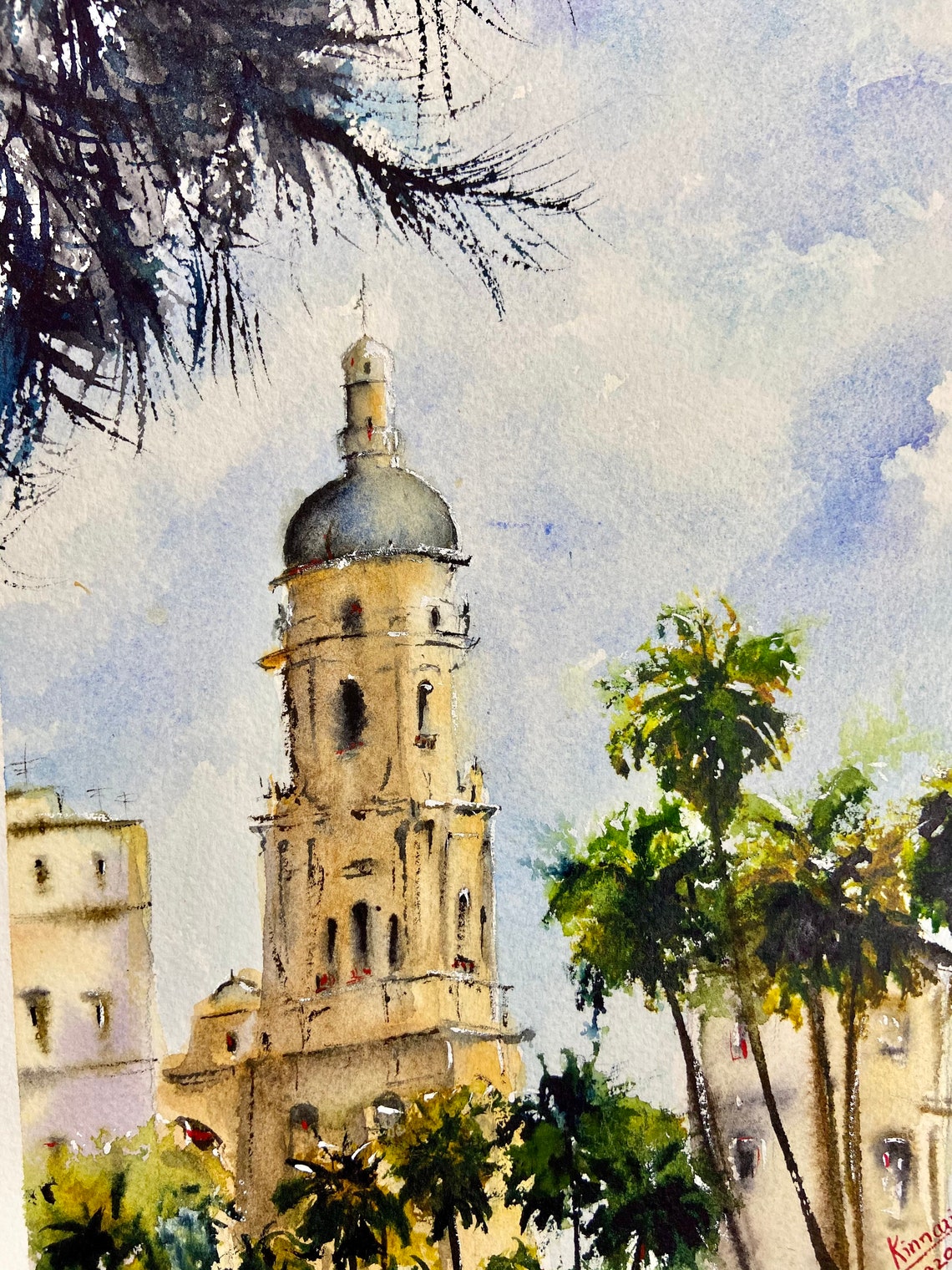 Malaga Spain 26 cm x 18 cm Original Watercolor Painting Etsy