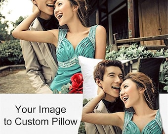 Custom Pillow With Photo, Personalized Pillow Case, Photo Pillowcase, Housewarming Gift, Throw Pillowcase, Anniversary Gift, Canvas, White