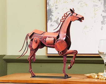Handmade Metal Art Horse Statue: Rustic Home Decor Sculpture