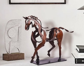 Handmade Rustic Iron Horse Sculpture: Metal Art Decor