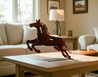 Velvet Horse Statue – Handmade Flocked Iron Horse Sculpture, Horse Lover Gift, Desk & Home Decor