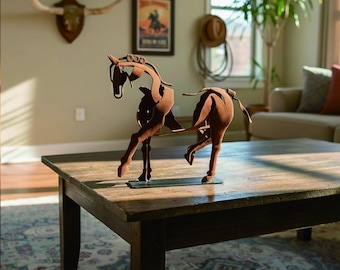 Velvet Horse Statue – Handmade Flocked Iron Horse Sculpture, Horse Lover Gift, Desk & Home Decor