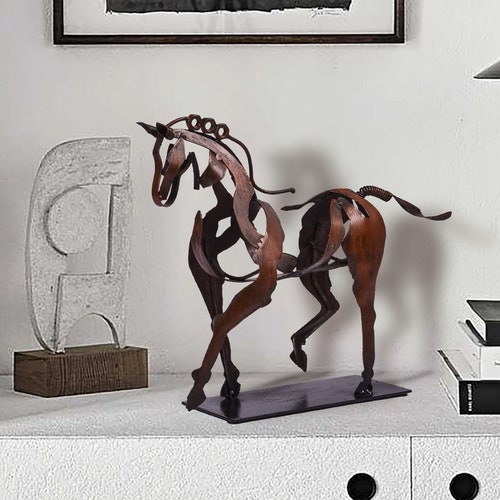 Handmade Metal Art Horse Statue Decor Handpainted Horse Etsy
