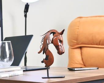 Hand Welded Steel Horse Sculpture | Abstract Metal Art, Moden Office and Home Desk Decor