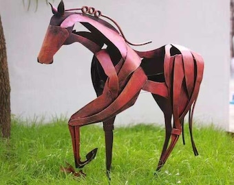 Custom Lifesize Metal Horse Sculpture, Large Outdoor Garden Decor, Handmade Iron Horse Art for Yard or Patio