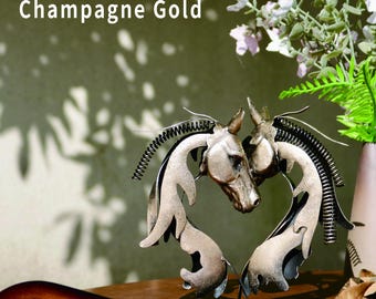 Personalized Metal Horse Sculpture, Rustic Farmhouse Decor, Anniversary Gift, Copper-Style Finish
