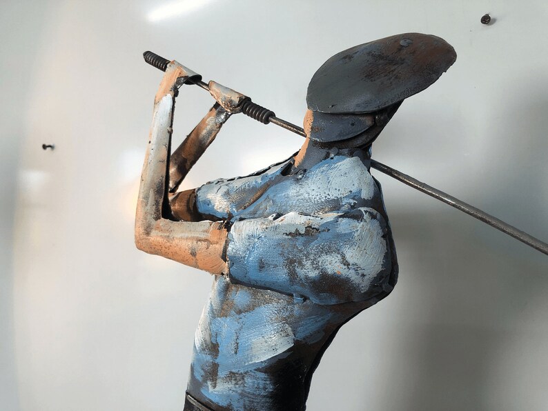 3D Metal Art Golfer Statue Decoration 100 Handmade Golfer Etsy