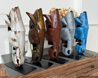 Metal Horse Head Sculpture: Handmade Equestrian Desk Decor