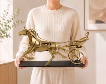 Custom Horse Racing Sculpture, Handmade Metal Horse Art, Personalized Equestrian Decor, Gold Iron Horse Statue, Horse Lover Gift