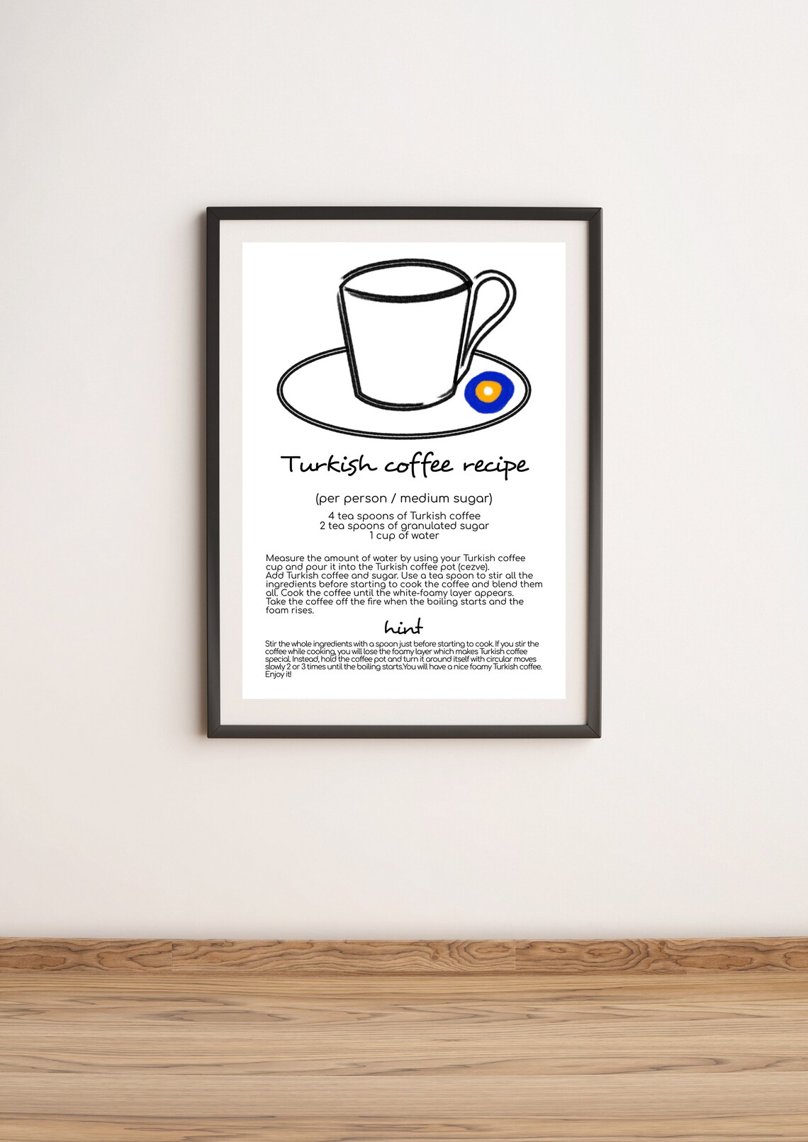Turkish Coffee Recipe Digital Poster İngilizce Türk Kahvesi Etsy