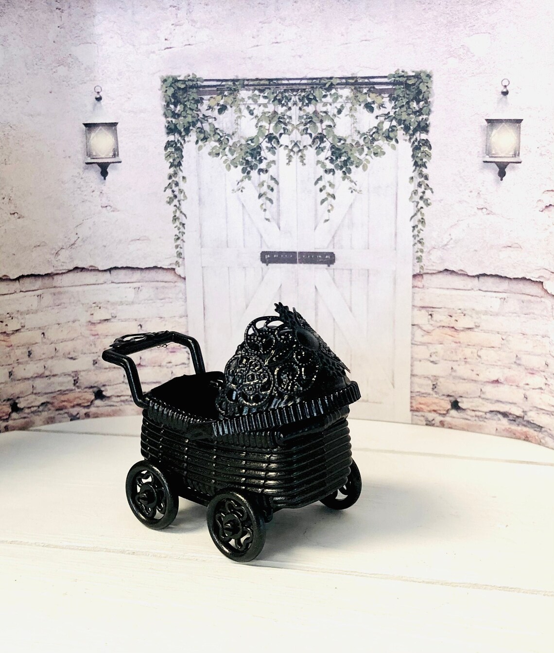 Dolls House 12th Scale Pram goth stroller vintage baby Etsy