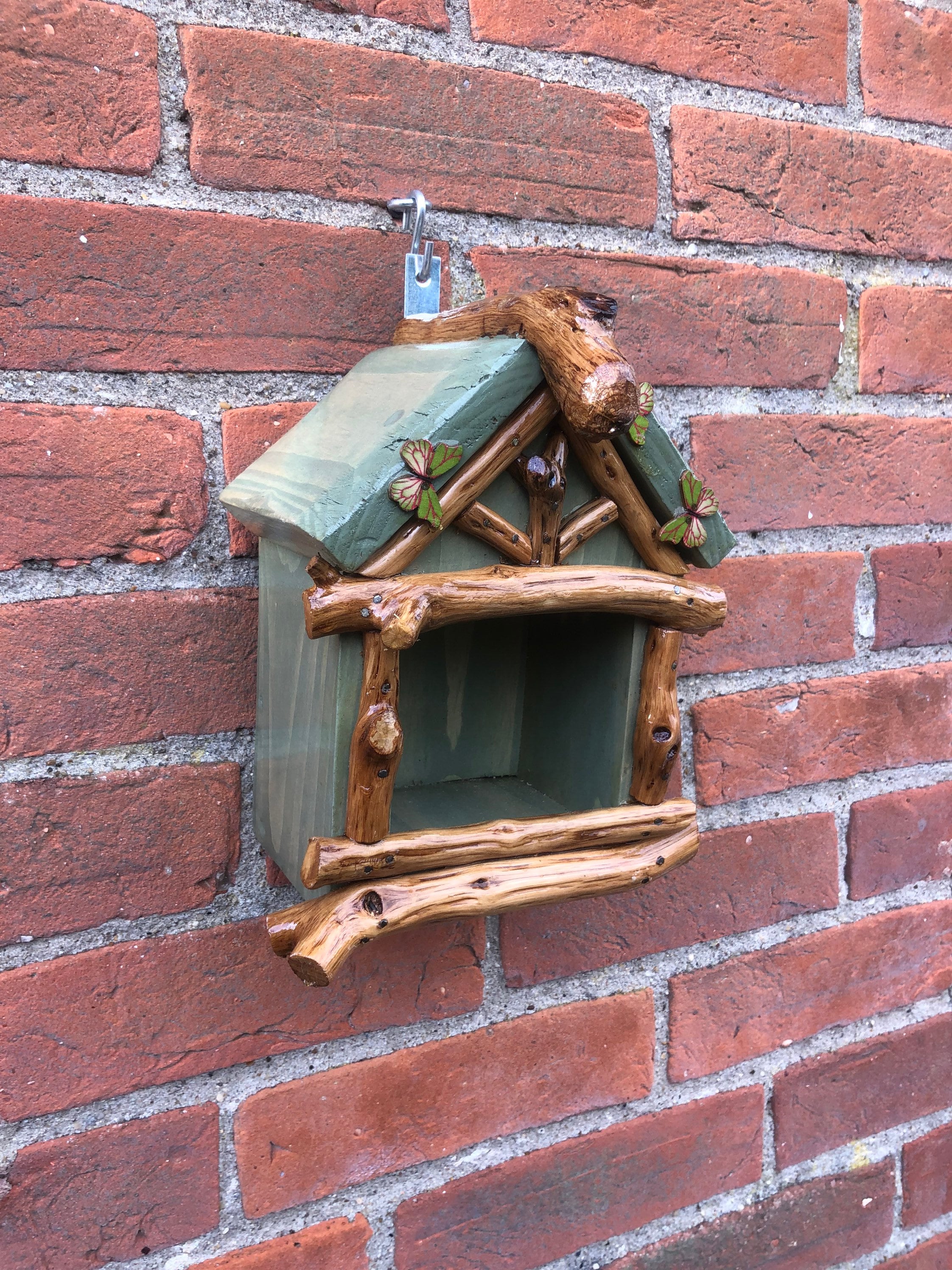 Wall mounted bird feeder handmade wooden Etsy