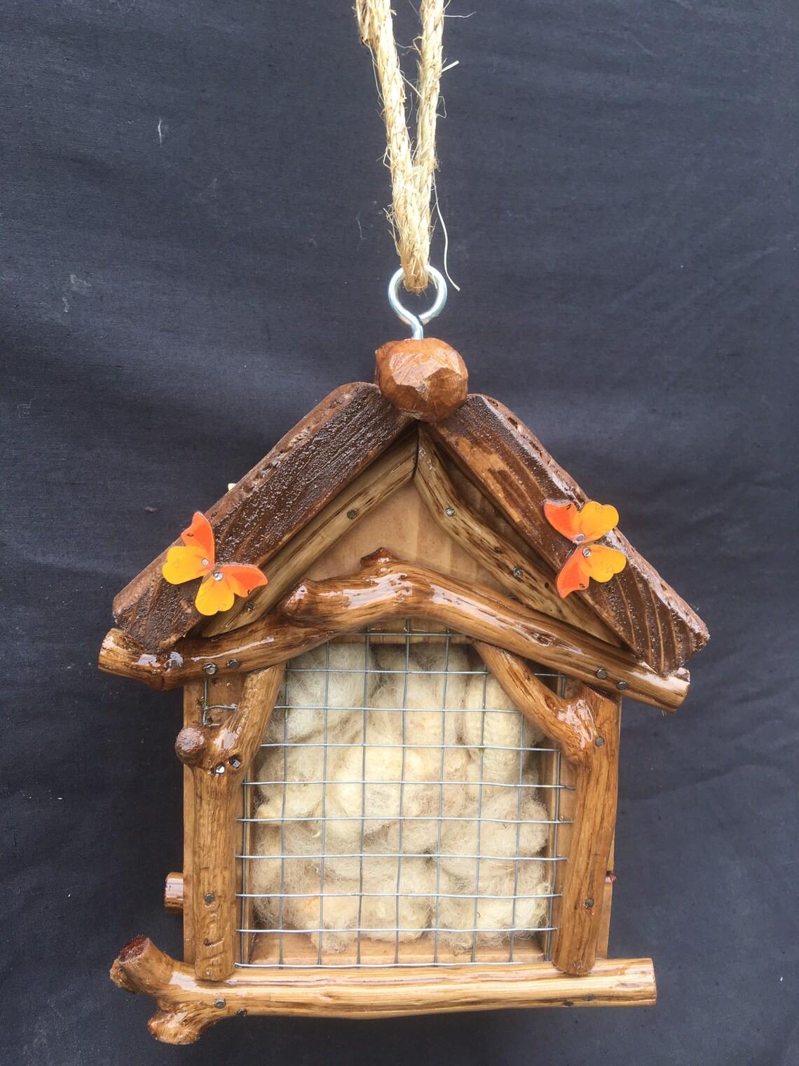 Bird nesting material holder with sheep wool handmade | Etsy