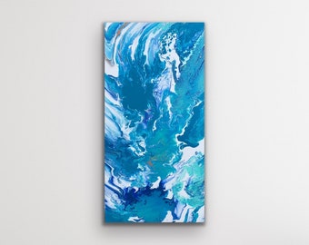 Original Abstract Acrylic Pour Painting. Ocean Inspired.