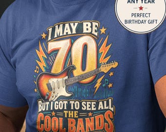 70th Birthday Gift for Music Lovers, 70th Birthday T-shirt, Funny 70 Year Old Gift, Classic Guitar Shirt for Dad Grandpa