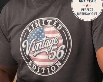 70th Birthday Gift: Custom 1956 Vintage Flag T-Shirt