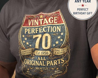 1956 Vintage Perfection T-Shirt, 70th Birthday Gift for Men