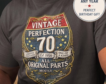 1956 Vintage Perfection T-Shirt, 70th Birthday Gift for Men