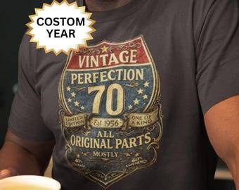 1956 Vintage Perfection T-Shirt, 70th Birthday Gift for Men