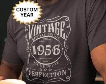 1956 birthday gift ideas for men: Custom 70th Vintage T-Shirt