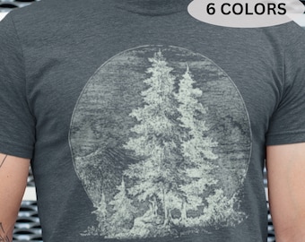 Nature Graphic T-Shirt: Mountain Tree Design, Outdoors Tee