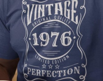50th Birthday T-Shirt for Men: 1976 Perfection Cotton Tee