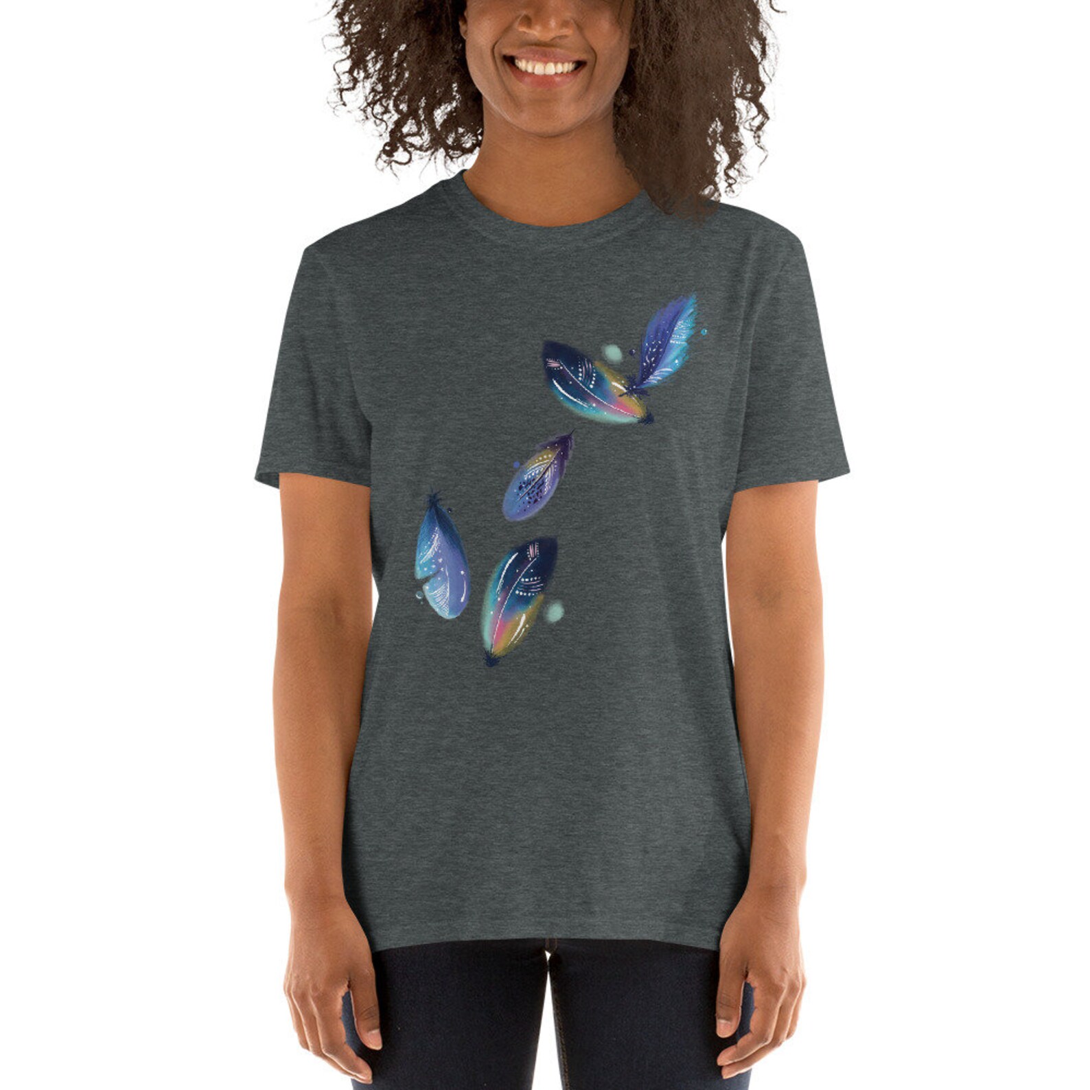 Womens Feather Shirt Feather Birds Shirt Native Feather Etsy