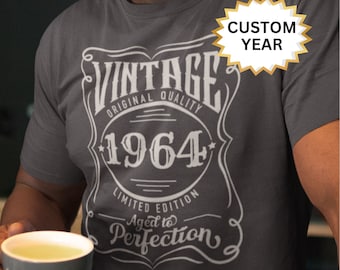 Regalos de cumpleaños número 60 para hombres - Decoraciones de cumpleaños número 60 para hombres -Camiseta vintage de 1964 para hombres - Ideas de regalos número 60 para él - Camisa de cumpleaños número 60