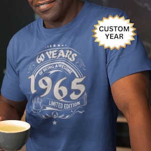 60th Birthday Gift for Men, 60th Birthday Present, 1965 Birthday t-shirt, 60th Gifts Idea, 60th Birthday Shirt, 60 Years of Being Awesome