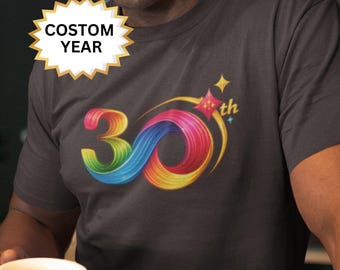 Camiseta personalizada para 30 cumpleaños: año personalizado, corte unisex