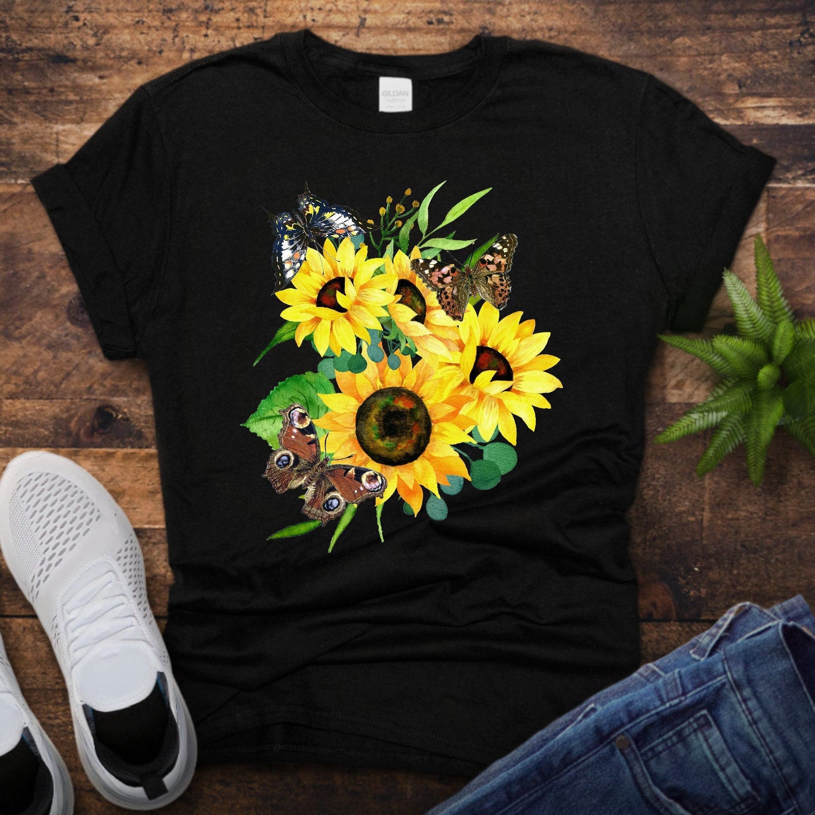 Butterfly Shirt for Women Sunflower Shirt Flower Shirt Etsy