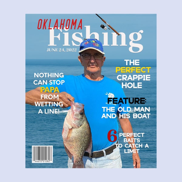 Fishing Gift for Men, Present for Fisherman, Fisherman Gift, Fishing Gift Idea, Dad Fishing Gift, Sportsman Magazine Cover, Digital File