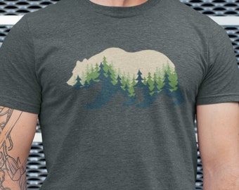Grizzly Shirt, Tree T-Shirt, Mountain Themed TShirt, Outdoor Shirts, Wilderness Tee, Outdoor Adventure Shirts, Forest TShirts, Nature Shirt